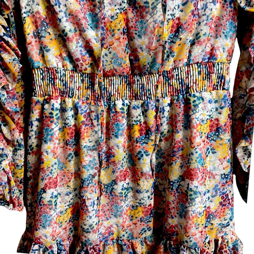Zara Dress Womens Size XS Tie Neck Ruffle Mini Floral Romantic Boho Peasant - Picture 6 of 14